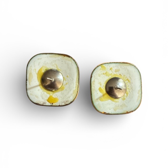 Colorful Patterned Copper Enameled Earrings - Picture 3 of 3